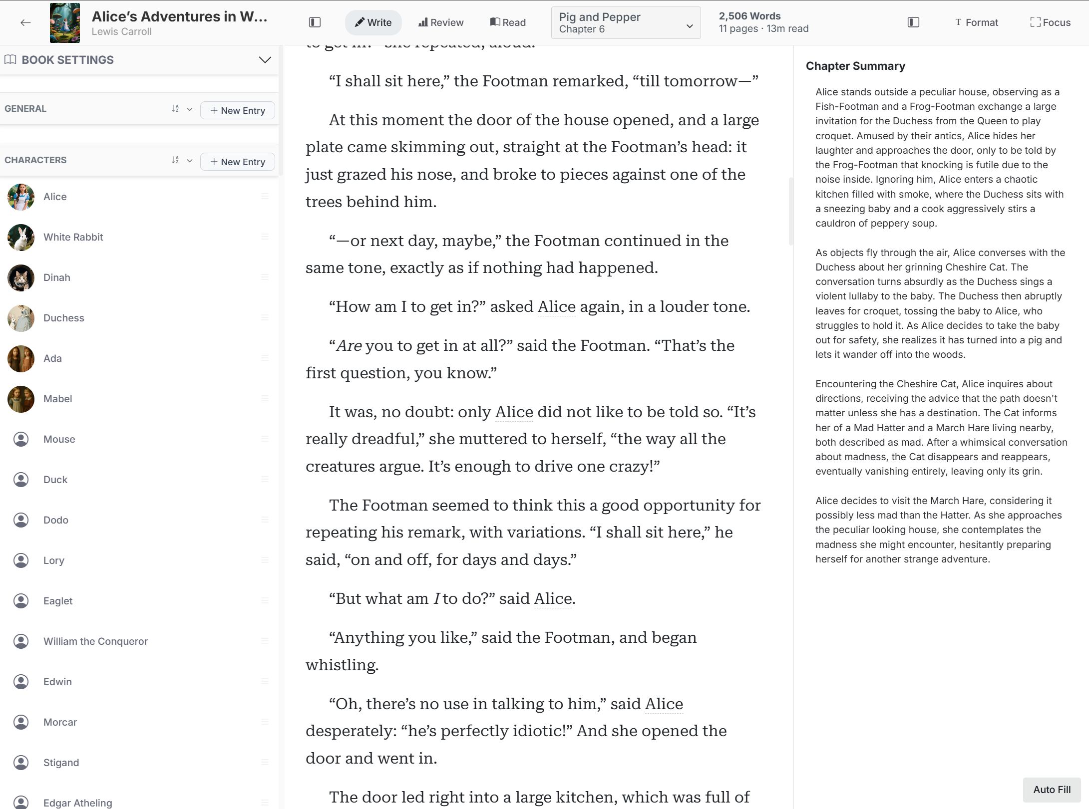 BookCoverZone Writer manuscript editor with chapters, prose, story details, and codex entries visible together